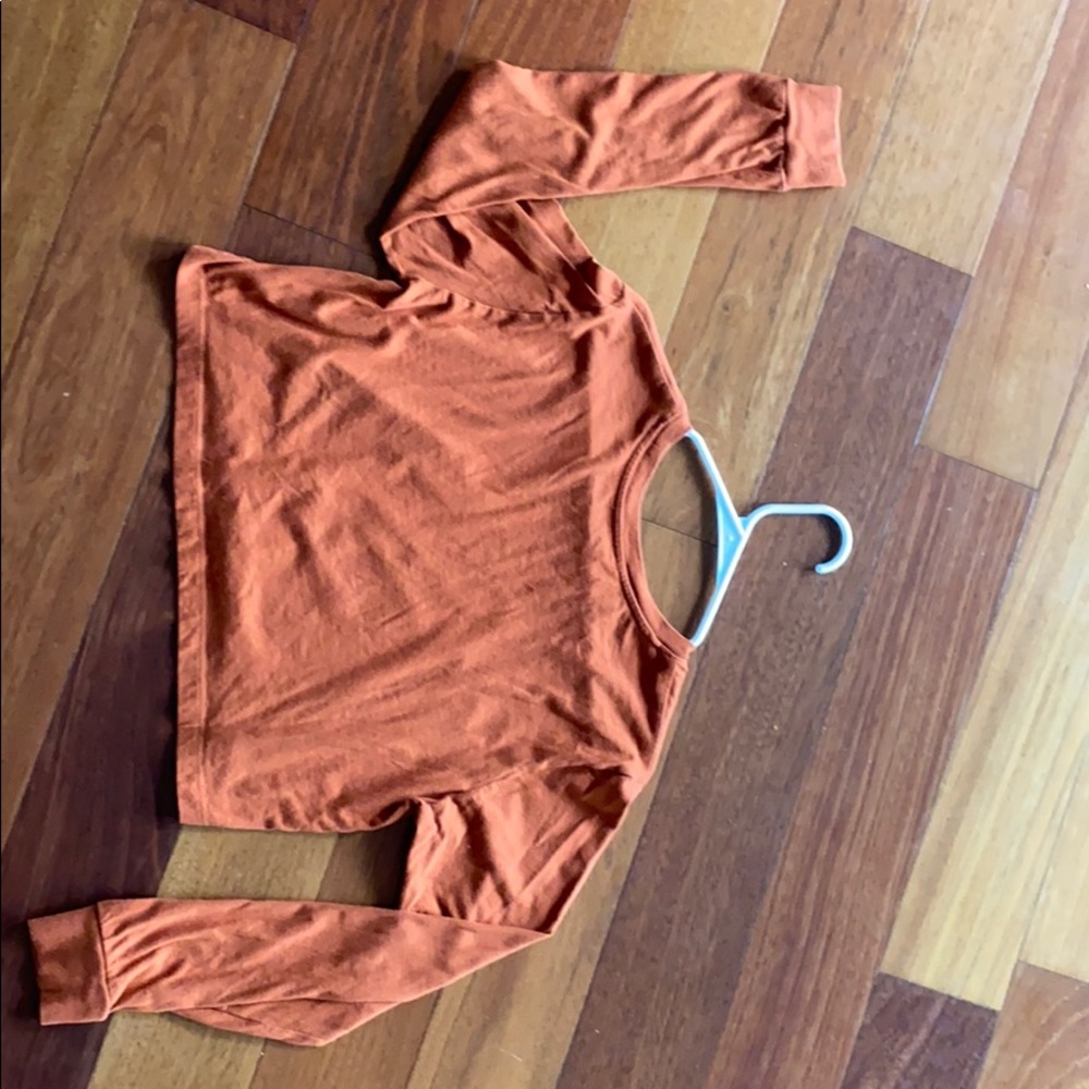 Rust colored long sleeve cropped shirt